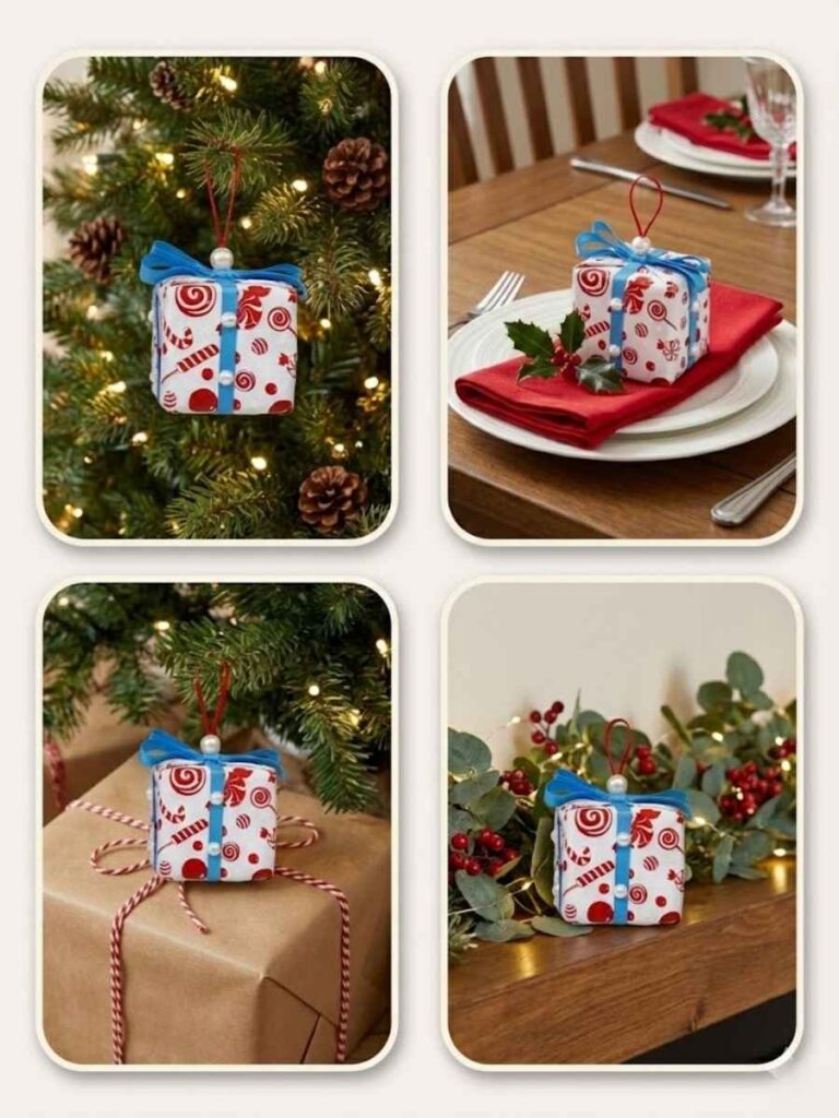 Christmas Present Ornament, Wreath Attachment 4 use