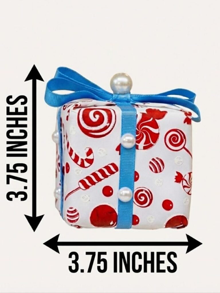 Christmas Present Ornament, Wreath Attachment size