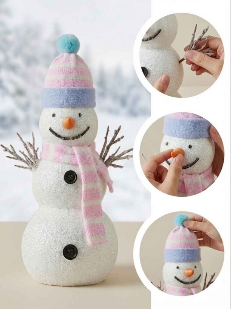 Glitter Styrofoam Snowman zoom in