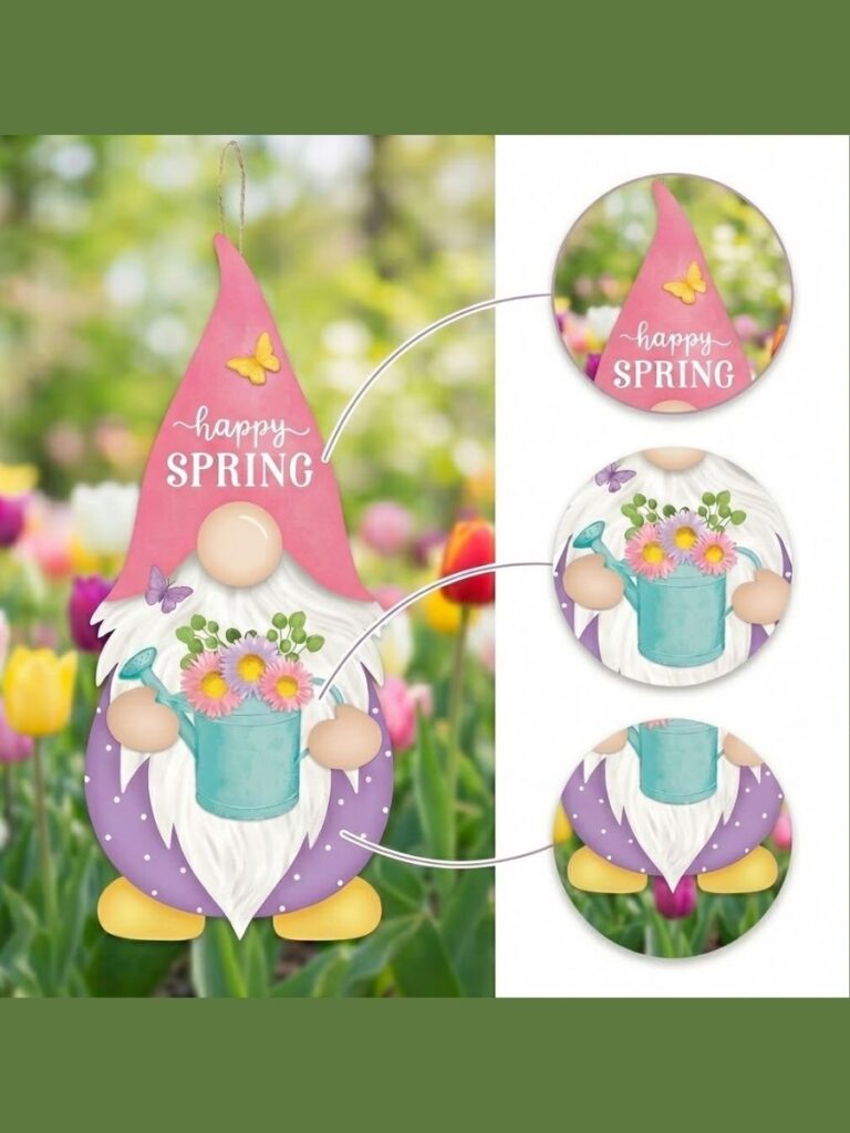 Happy Spring Gnome Shape zoom in