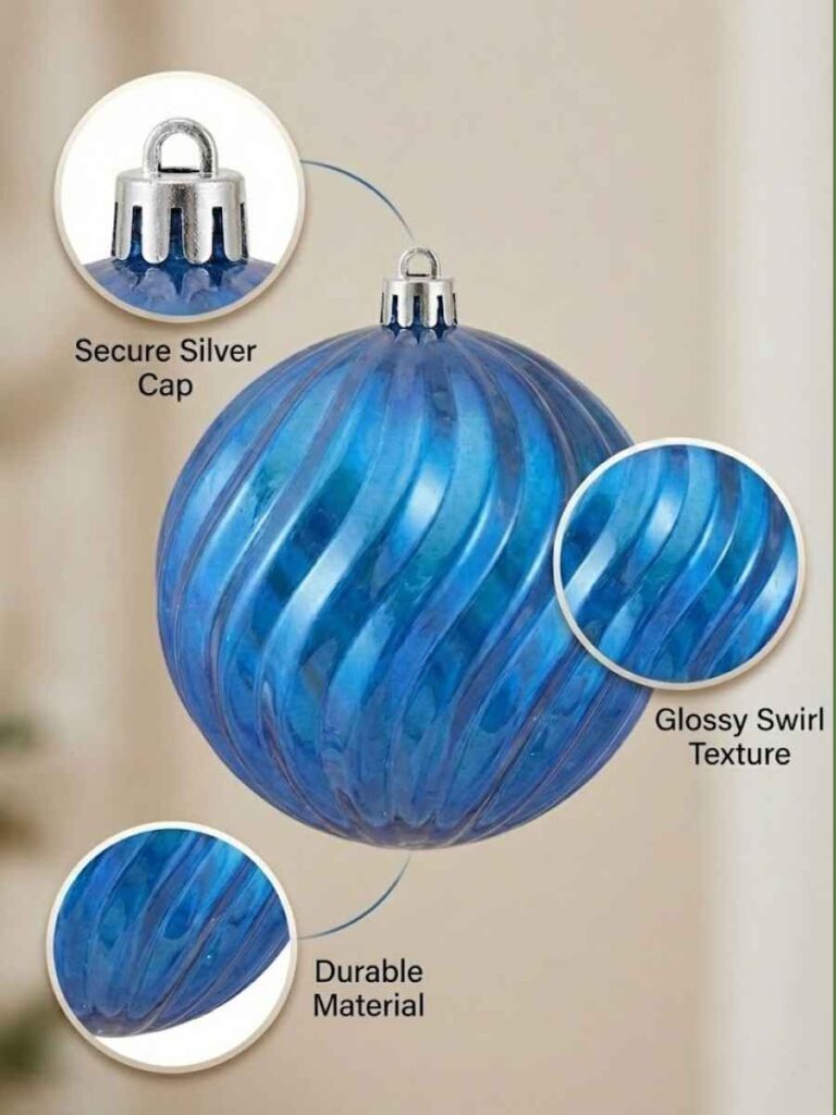 Shiny Royal Blue Swirl Line Ball zoom in